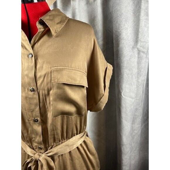 Socialite Dress Large Cocoa Womens Button Down Short Sleeve Dress - Picture 2 of 8